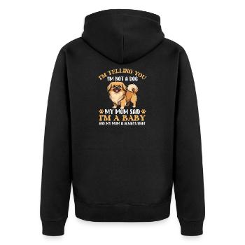 Je ne suis pas un chien, je suis un bébé - Maman pékinoise Peke Dog - Veste à capuche bio Premium Unisexe - noir - Dos - Nico (187cm)