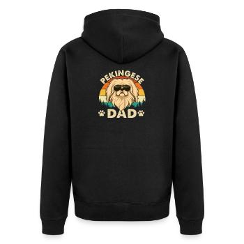 Pekingese Dad - Peke Dog Dad Owner Lap Lion Dog - Unisex Premium Organic Zip Hoodie - black - Back - Nico (187cm)