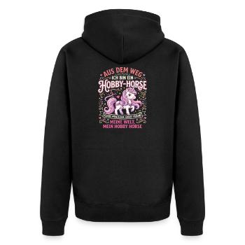 Hobby Horse Prinzessin Aus dem Weg Ich Bin EIN - Unisex Premium Bio Zip Hoodie - Schwarz - Hinten - Nico (187cm)