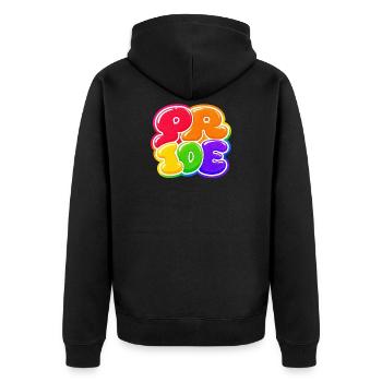 Pride Bubble Rainbow CSD Shirt Sticker - Unisex Premium Organic Zip Hoodie - black - Back - Nico (187cm)