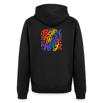 Born This Way : fierté arc-en-ciel CSD - Veste à capuche bio Premium Unisexe - noir - Dos - Nico (187cm)