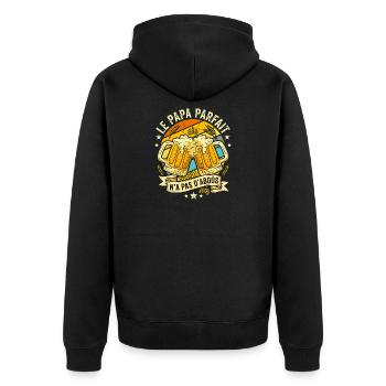 Papa Parfait N'a Pas D'abdos Humour Bière - Veste à capuche bio Premium Unisexe - noir - Dos - Nico (187cm)