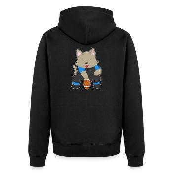 Katze American Football - Unisex Premium Bio Zip Hoodie - Schwarz - Hinten - Nico (187cm)