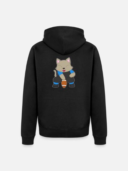 Cat American Football - Unisex Premium Organic Zip Hoodie - black