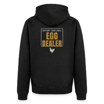 Support Your Local Egg Dealer - Unisex Premium Organic Zip Hoodie - black - Back - Nico (187cm)