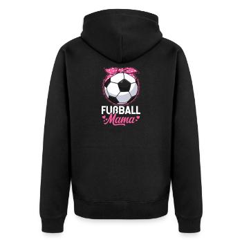 Fußball Mama Mutter Fußballfieber Fußballverein - Unisex Premium Bio Zip Hoodie - Schwarz - Hinten - Nico (187cm)
