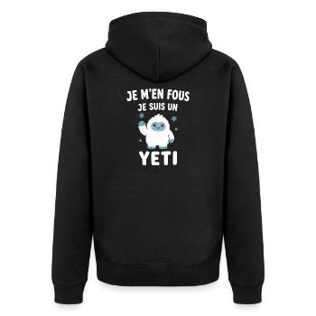 Je m'en fous, je suis Yéti - Veste à capuche bio Premium Unisexe - noir - Dos - Nico (187cm)