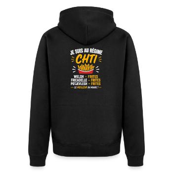 Chti Frites: Culture Nordique - Veste à capuche bio Premium Unisexe - noir - Dos - Nico (187cm)