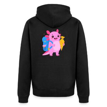 Axolotl pour l’inscription scolaire – cône de rentrée scolaire - Veste à capuche bio Premium Unisexe - noir - Dos - Nico (187cm)