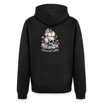 Curse But Cuddly Hamster On Skull - Unisex Premium Organic Zip Hoodie - black - Back - Nico (187cm)