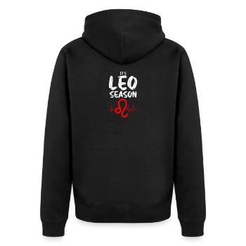 Sternzeichen Löwe - Unisex Premium Bio Zip Hoodie - Schwarz - Hinten - Nico (187cm)