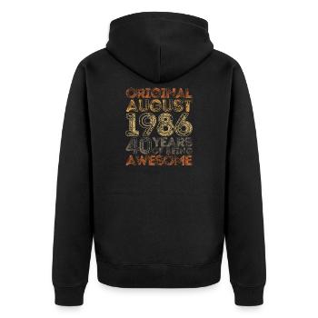 August 1986: 40 Years of Being Awesome - Unisex Premium Organic Zip Hoodie - black - Back - Nico (187cm)