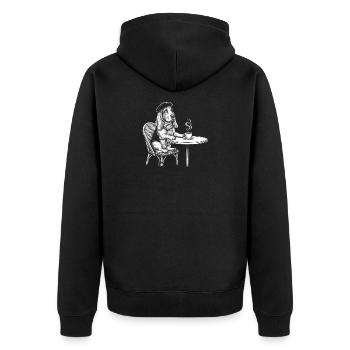 Basset Hound French Cafe - Cute Dog Mom Paris - Unisex Premium Organic Zip Hoodie - black - Back - Nico (187cm)