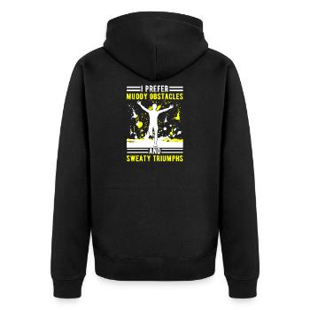 Runn Country Runner and XC Coach - Unique Cross - Unisex Premium Organic Zip Hoodie - black - Back - Nico (187cm)