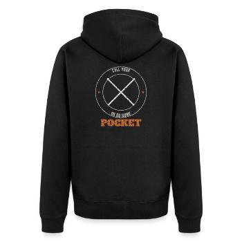 Call Your Pocket Badge - Unisex Premium Organic Zip Hoodie - black - Back - Nico (187cm)