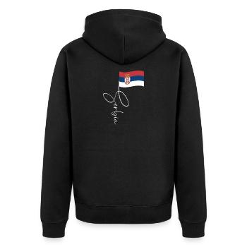 Manuscrit du drapeau serbe - Veste à capuche bio Premium Unisexe - noir - Dos - Nico (187cm)