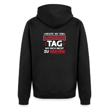 Sarkasmus Genervt Ruhe Abstand Bürohumor Ironie - Unisex Premium Bio Zip Hoodie - Schwarz - Hinten - Nico (187cm)