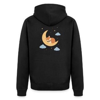 Cute fox sleeping on the moon - Unisex Premium Organic Zip Hoodie - black - Back - Nico (187cm)
