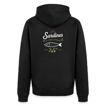 Sardines et Olive Vintage - Veste à capuche bio Premium Unisexe - noir - Dos - Nico (187cm)