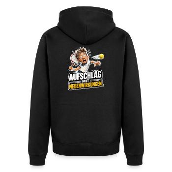  Tennis Aufschlag mit Nebenwirkungen Sport Humor - Unisex Premium Bio Zip Hoodie - Schwarz - Hinten - Nico (187cm)