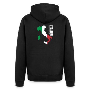 Italien Auswandern - Unisex Premium Bio Zip Hoodie - Schwarz - Hinten - Nico (187cm)