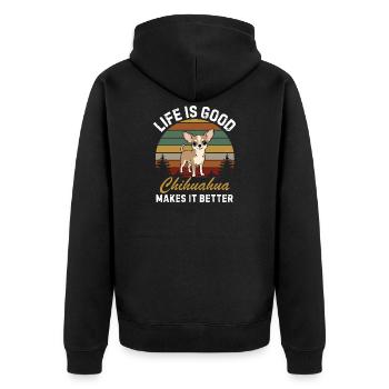 Cadeau Chihuahua Dog Lover pour la maman Chihuahua - Veste à capuche bio Premium Unisexe - noir - Dos - Nico (187cm)