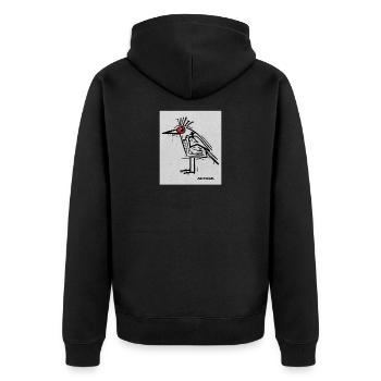 Kackvogel – Lustiger Vogel mit schwarzem Humor - Unisex Premium Bio Zip Hoodie - Schwarz - Hinten - Nico (187cm)