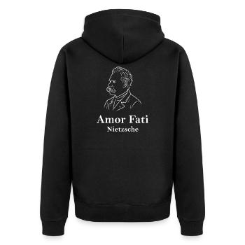Nietzsche Amor Fati  - Unisex Premium Organic Zip Hoodie - black - Back - Nico (187cm)