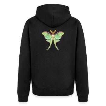 Luna Moth Illustration Céleste Actias luna - Veste à capuche bio Premium Unisexe - noir - Dos - Nico (187cm)