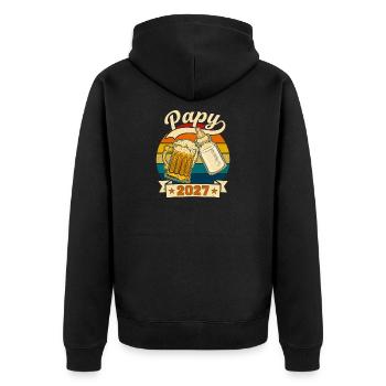 Zukünftiger Opa 2027 Retro-Schwangerschaftsankündigung - Unisex Premium Bio Zip Hoodie - Schwarz - Hinten - Nico (187cm)
