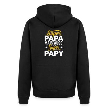 Super Papa Mais Aussi Super Papy Cadeau - Veste à capuche bio Premium Unisexe - noir - Dos - Nico (187cm)