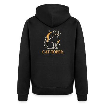 Halbmond-Katzen-Mond - Unisex Premium Bio Zip Hoodie - Schwarz - Hinten - Nico (187cm)