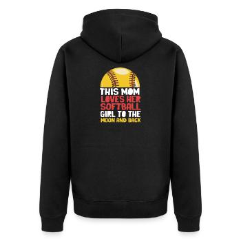 Softball Mutter Softball Mama - Unisex Premium Bio Zip Hoodie - Schwarz - Hinten - Nico (187cm)