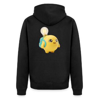Mascotte jaune mignonne de l’école avec une ampoule Planète Ba - Veste à capuche bio Premium Unisexe - noir - Dos - Nico (187cm)