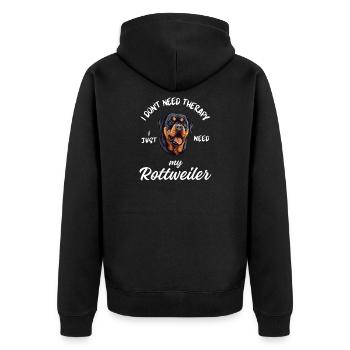 Rottweiler-Therapiehund - Unisex Premium Bio Zip Hoodie - Schwarz - Hinten - Nico (187cm)