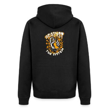 Against System - Unisex Premium Bio Zip Hoodie - Schwarz - Hinten - Nico (187cm)