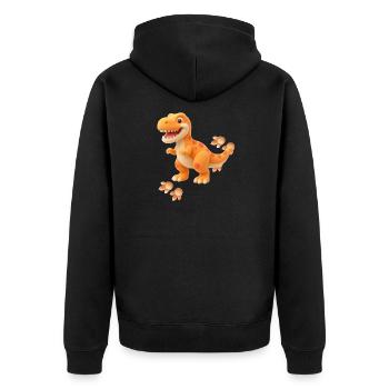 Niedlicher Dino mit Fußspuren | Freundliches Dinos - Unisex Premium Bio Zip Hoodie - Schwarz - Hinten - Nico (187cm)