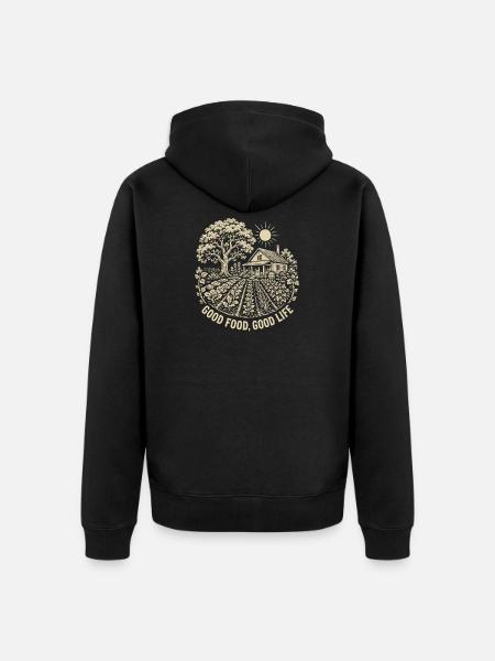 Gutes Essen, gutes Leben - Unisex Premium Bio Zip Hoodie - Schwarz