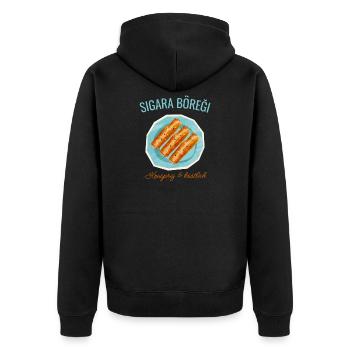 Sigara Böreği – Knusprig & köstlich - Unisex Premium Bio Zip Hoodie - Schwarz - Hinten - Nico (187cm)