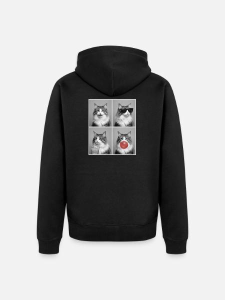 Katzen Norwegische Waldkatze Katze - Unisex Premium Bio Zip Hoodie - Schwarz