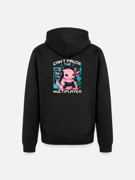 Funny Axolotl Gamer Gaming - Unisex Premium Bio Zip Hoodie - Schwarz