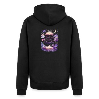Noch ein Kapitel – Magische Lesewelt - Unisex Premium Bio Zip Hoodie - Schwarz - Hinten - Nico (187cm)
