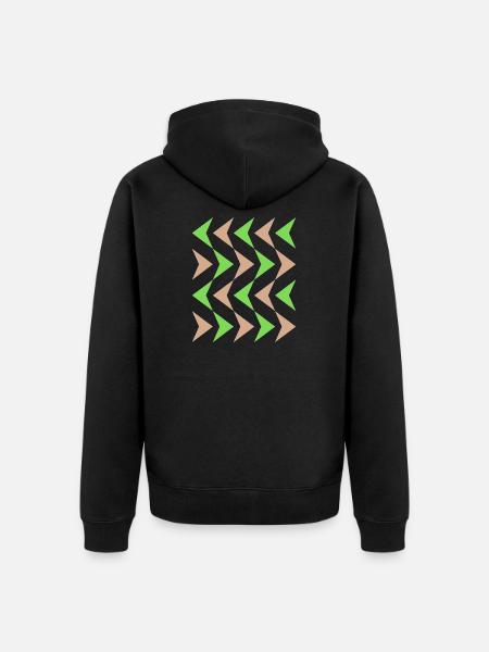 Zickzack-Kontrast Muster - Unisex Premium Bio Zip Hoodie - Schwarz