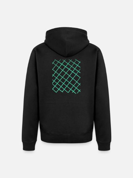 Gitter Muster in Türkis - Unisex Premium Bio Zip Hoodie - Schwarz