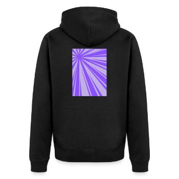 Violette Pulsationsgrafik - Unisex Premium Bio Zip Hoodie - Schwarz - Hinten - Nico (187cm)
