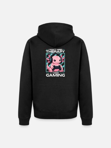 Funny Axolotl Gamer Gaming - Unisex Premium Bio Zip Hoodie - Schwarz