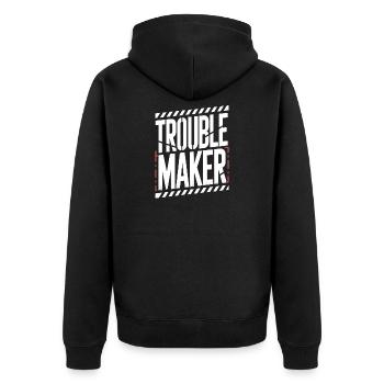 Troublemaker Frechdachs Rabauke Geschwister Kinder - Unisex Premium Bio Zip Hoodie - Schwarz - Hinten - Nico (187cm)