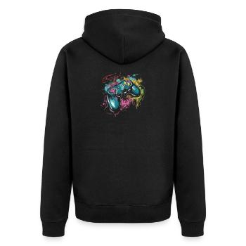 Gamepad Splash - Unisex Premium Bio Zip Hoodie - Schwarz - Hinten - Nico (187cm)
