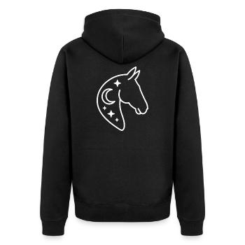 Mondstern Hengst Silhouette - Unisex Premium Bio Zip Hoodie - Schwarz - Hinten - Nico (187cm)