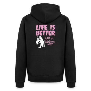 Walzer Paartanz - Unisex Premium Bio Zip Hoodie - Schwarz - Hinten - Nico (187cm)